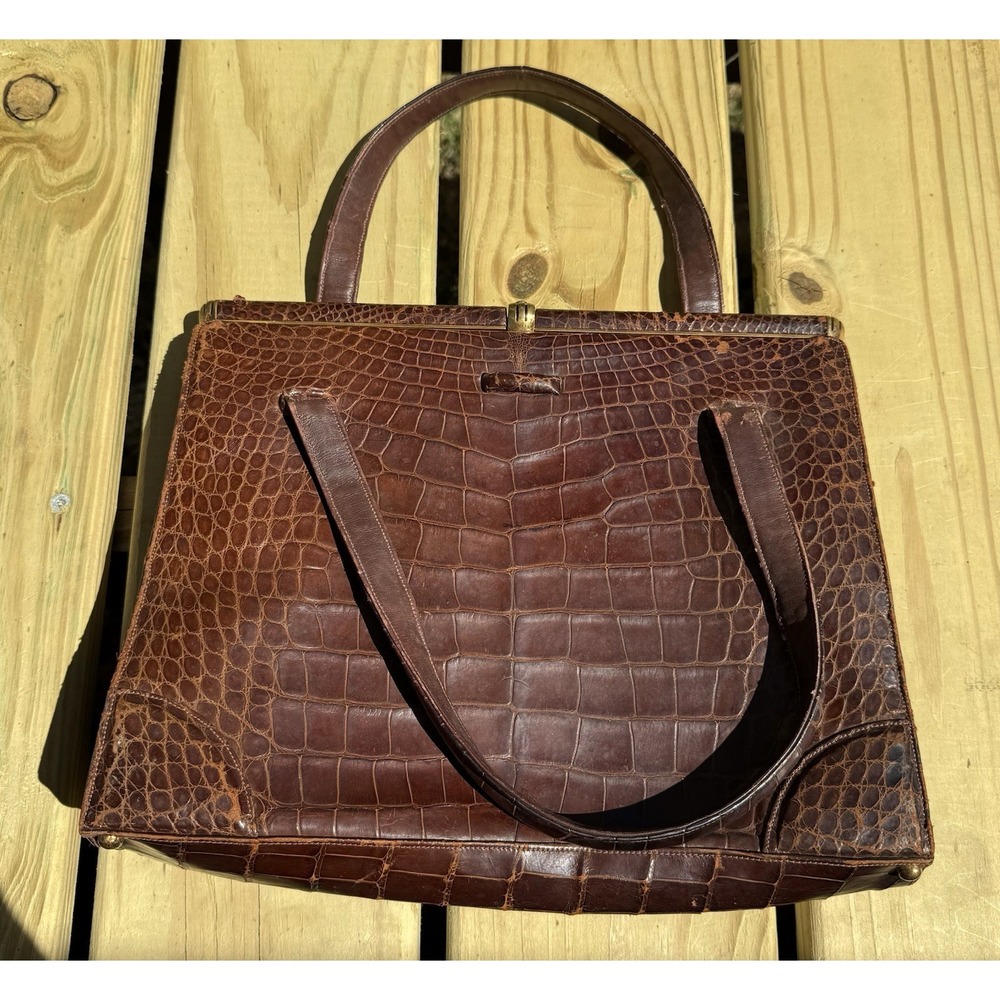 Vintage‎ Lucille De Paris Saks 5th Avenue Brown Alligator Purse Handbag